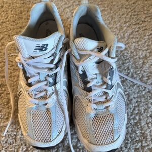 New Balance White and Gray Athletic Sneakers